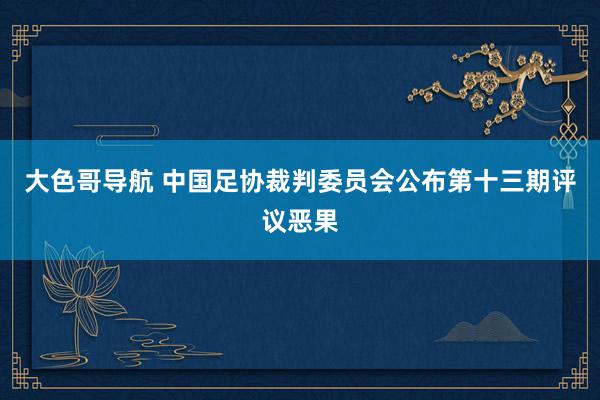 大色哥导航 中国足协裁判委员会公布第十三期评议恶果