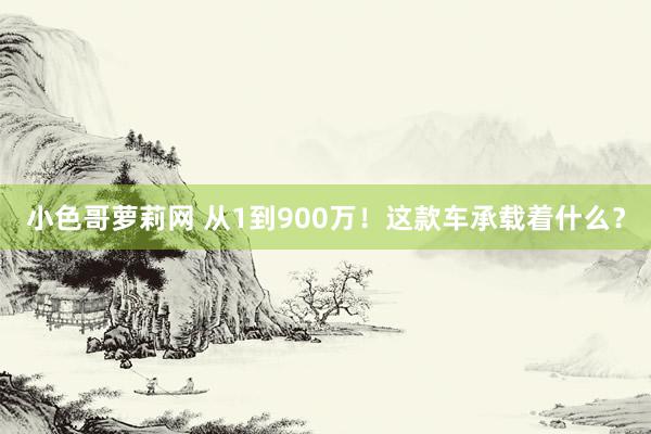 小色哥萝莉网 从1到900万！这款车承载着什么？