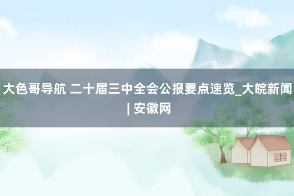 大色哥导航 二十届三中全会公报要点速览_大皖新闻 | 安徽网