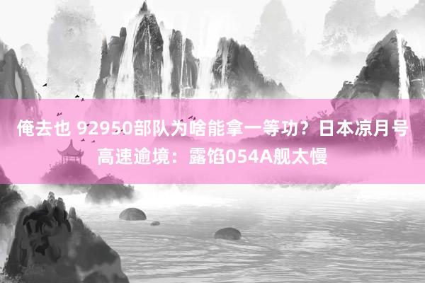 俺去也 92950部队为啥能拿一等功？日本凉月号高速逾境：露馅054A舰太慢