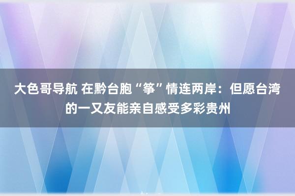 大色哥导航 在黔台胞“筝”情连两岸：但愿台湾的一又友能亲自感受多彩贵州