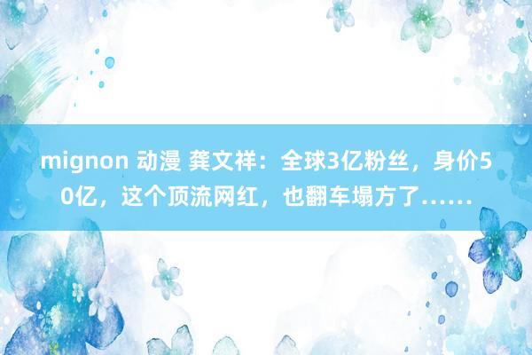 mignon 动漫 龚文祥：全球3亿粉丝，身价50亿，这个顶流网红，也翻车塌方了……